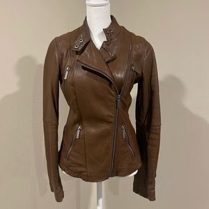 Michael Kors Leather Brown Jacket Size XS